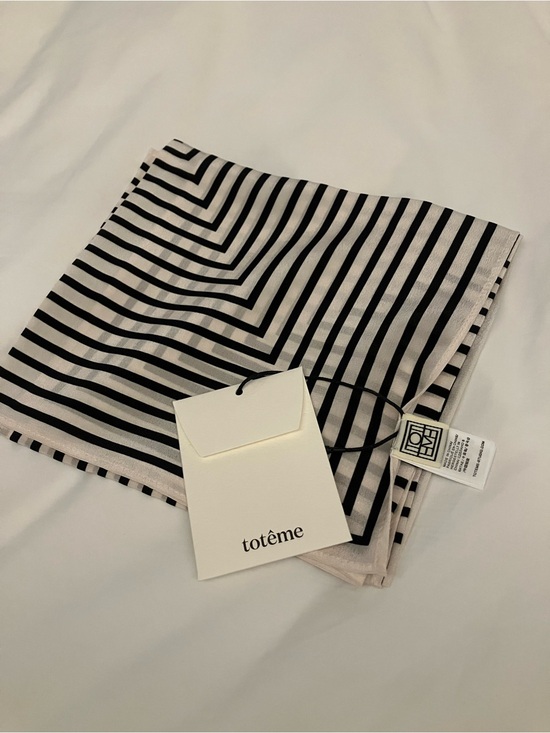 Toteme Accessories - Totême Black and Cream Striped Silk Scarf